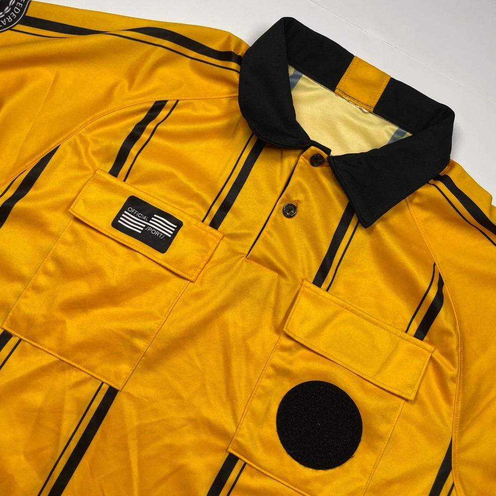 Official Sports US Soccer Federation Referee Jersey Gold Black‎ Stripe Mens L